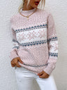 Christmas Half Turtleneck Snowflake Contrasting Colors Sweaters