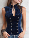 Double-breasted Slim-fit Velvet Vest