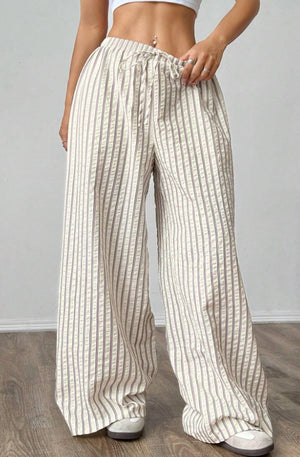 Striped Casual Straight-leg Versatile Trousers