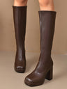 Solid Color Waterproof Platform Elastic Knee-high Women's Boots