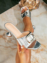Women's High-heeled Sandals With Metal Buckles