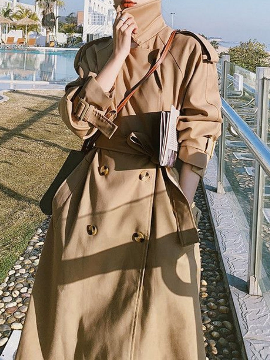 Waist Mid-length Leisure Trench Coats