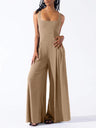Camisoles Pleated Solid Color Jumpsuits
