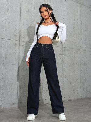 American Casual Super Cool Loose Straight Leg Mid-rise Jeans