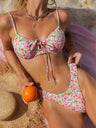 Small Ribbed Floral Print Underwire Bikini
