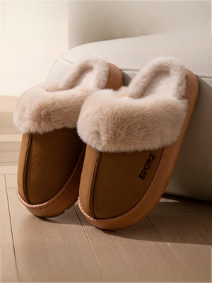Solid Color Plush Thick-soled Slippers