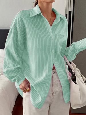 Stripes Buttons Long Sleeves Shirts