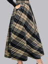 Plaid Woolen Cloth Big Pocket Long Umbrella Skirt Commuting Skirts