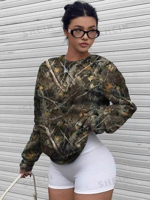 Liber Autumn Women's Splicing Plants and Flowers Sweatshirts&Hoodies