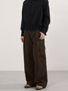 Retro Vintage Multiple Pockets Splicing Pleated Wide-leg Cargo Trousers