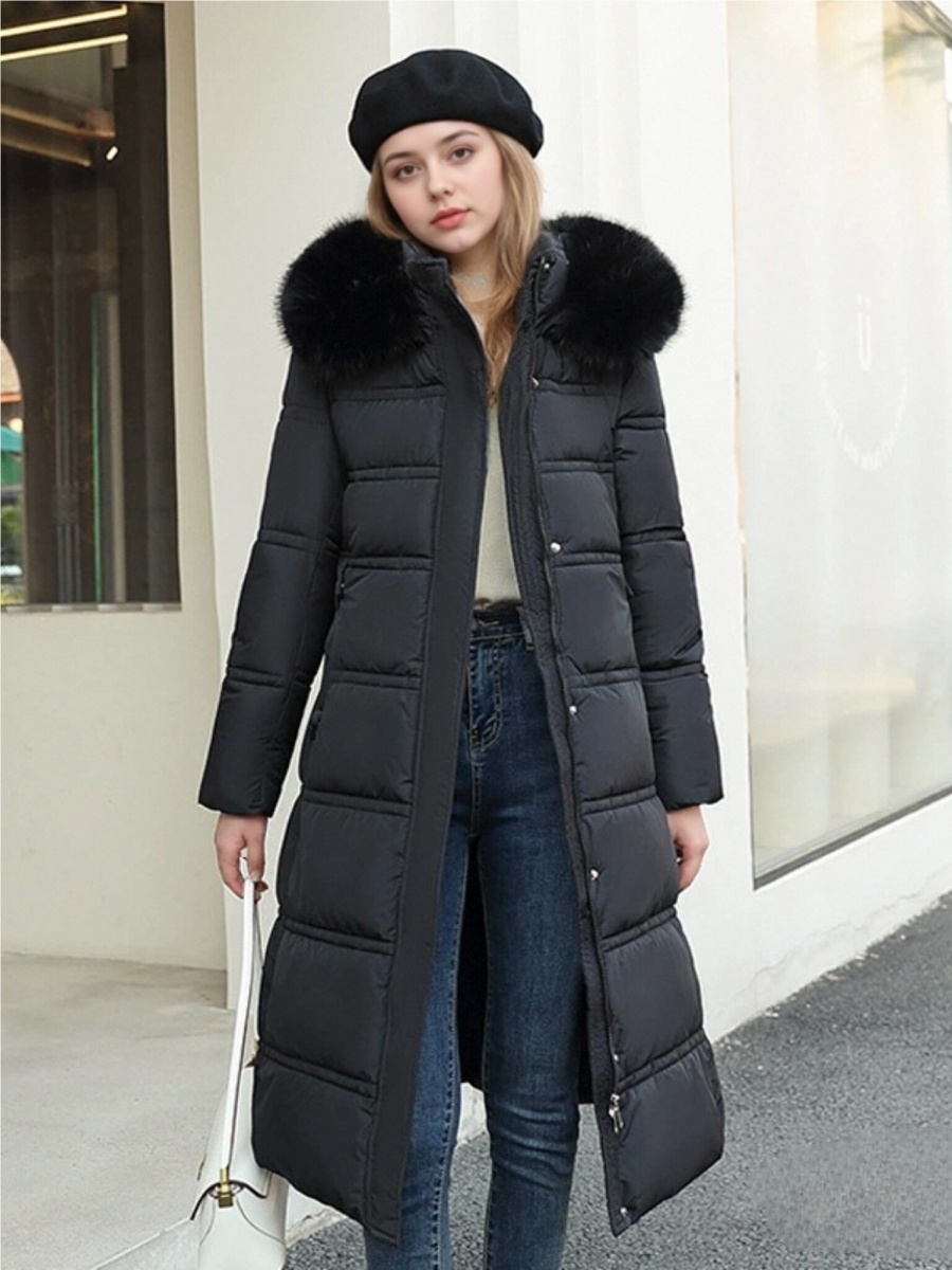 Fur Collar Style With Detachable Fur Collar Waist Quilting Keep Warm In Winter Elegant Commuter Style Cotton Jacket/Down Jacket