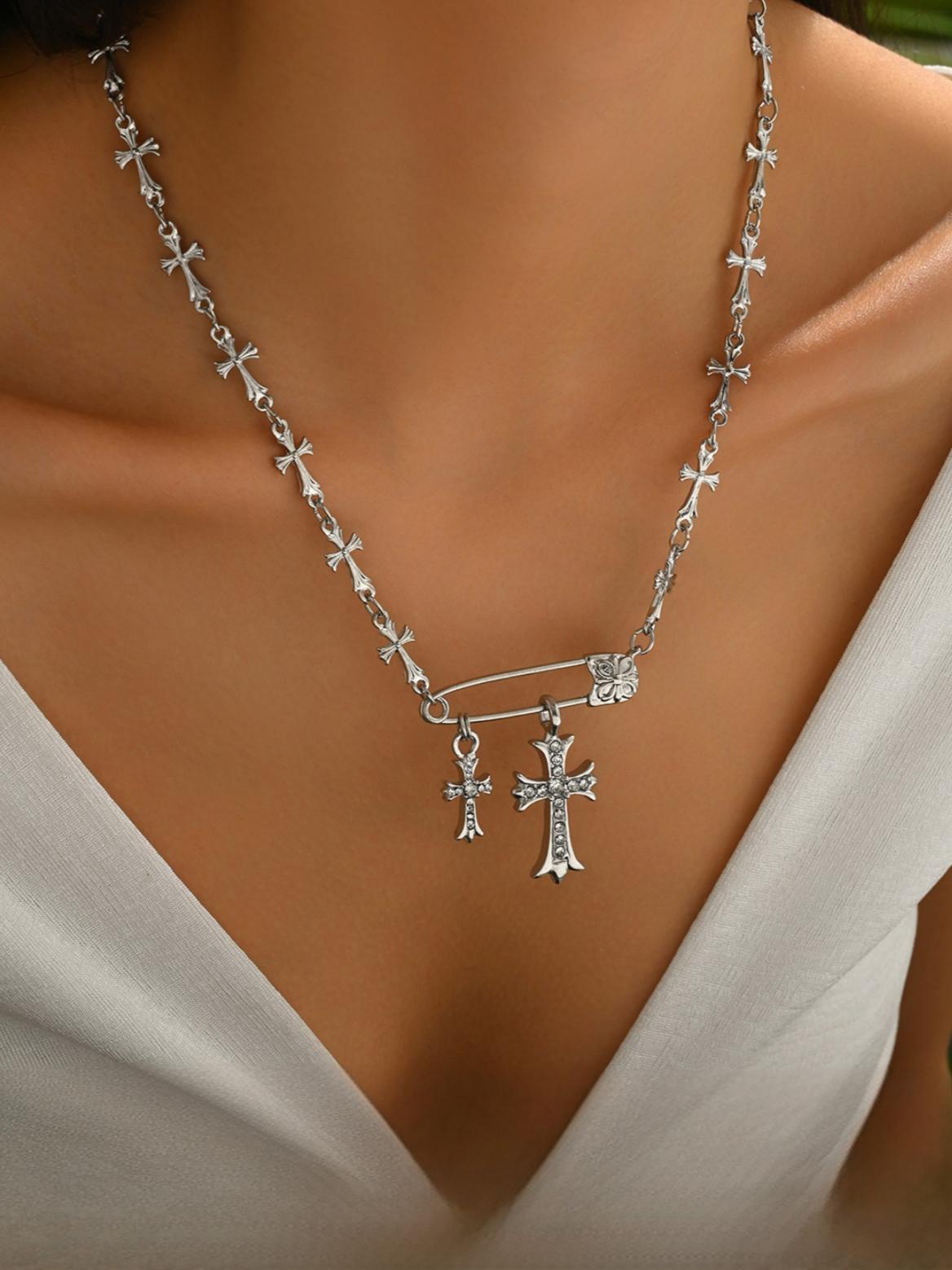Brooch Cross Necklace