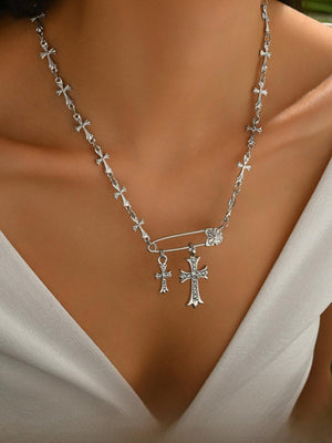 Brooch Cross Necklace