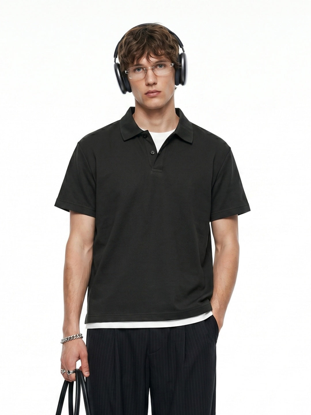 Layered-look Patchwork Business Polo Shirt