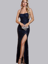 Lacing High Side Split Sequins Maxi Dresses