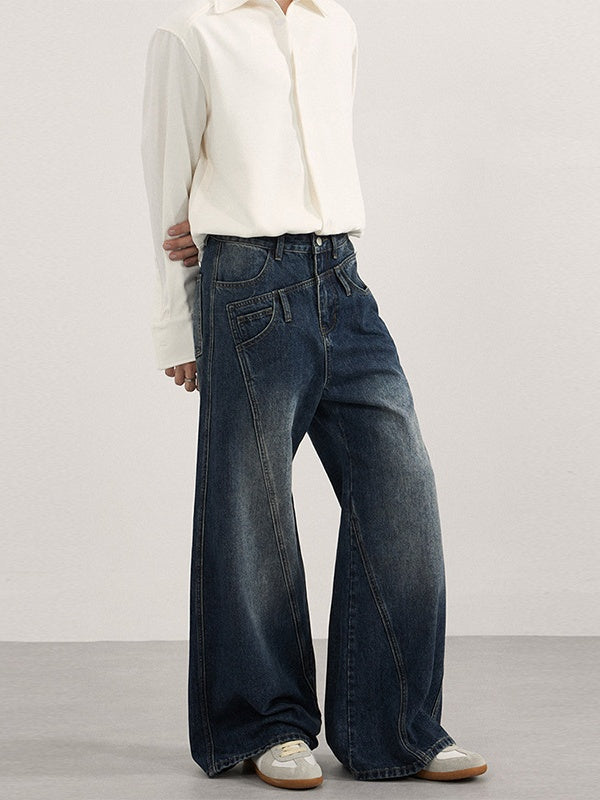 Irregular Deconstruction Segmentation A-shaped Slimming Jeans
