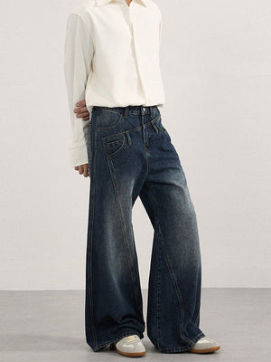 Irregular Deconstruction Segmentation A-shaped Slimming Jeans