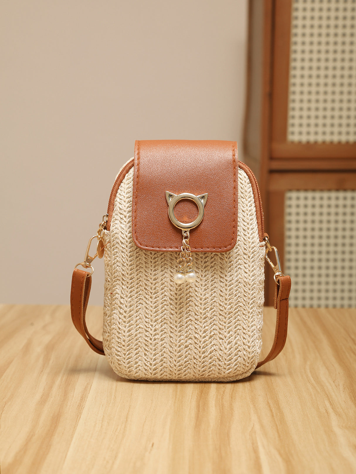 Vacation Straw Patchwork Crossbody Bag