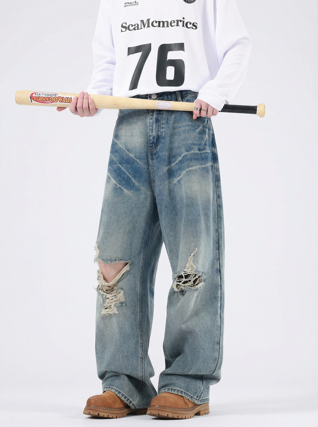 Loose Hole Wear-resistant Washing Old Jeans