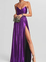 Slit Sleeveless Crimp Evening Dress Maxi Dresses