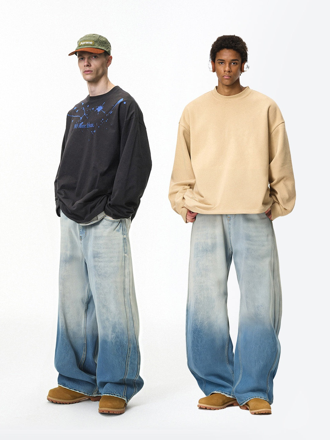 Gradient Grind Old Wide-leg Leisure Jeans