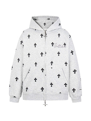 Gothic Alphabet Cross Full Print Hoodies