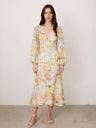 Floral Print Long-Sleeved Bodycon Slim Fit Long Dress