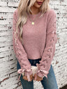 Lace Up Bow Long Sleeve Knitting Pullover Sweater