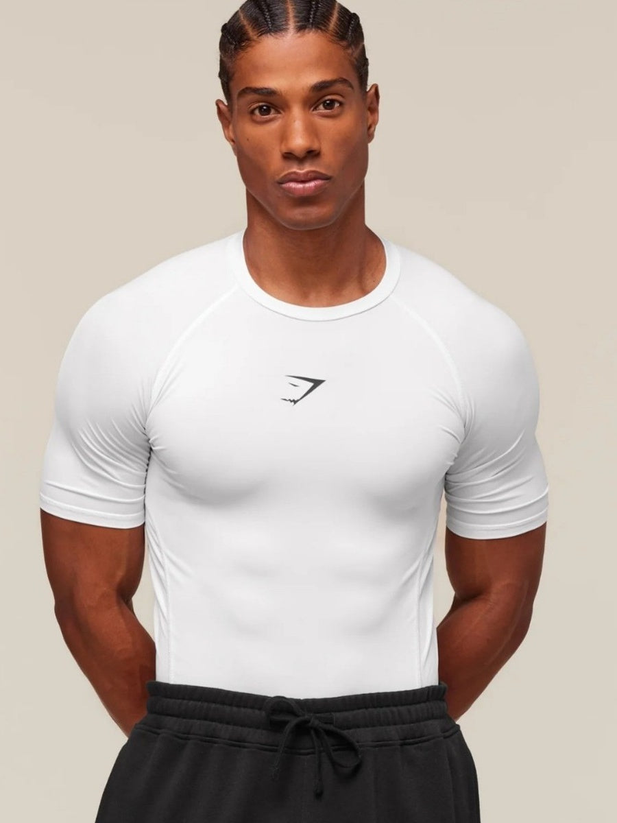 GYMSHARK Sports Fitness Running Printed Tight T-shirts