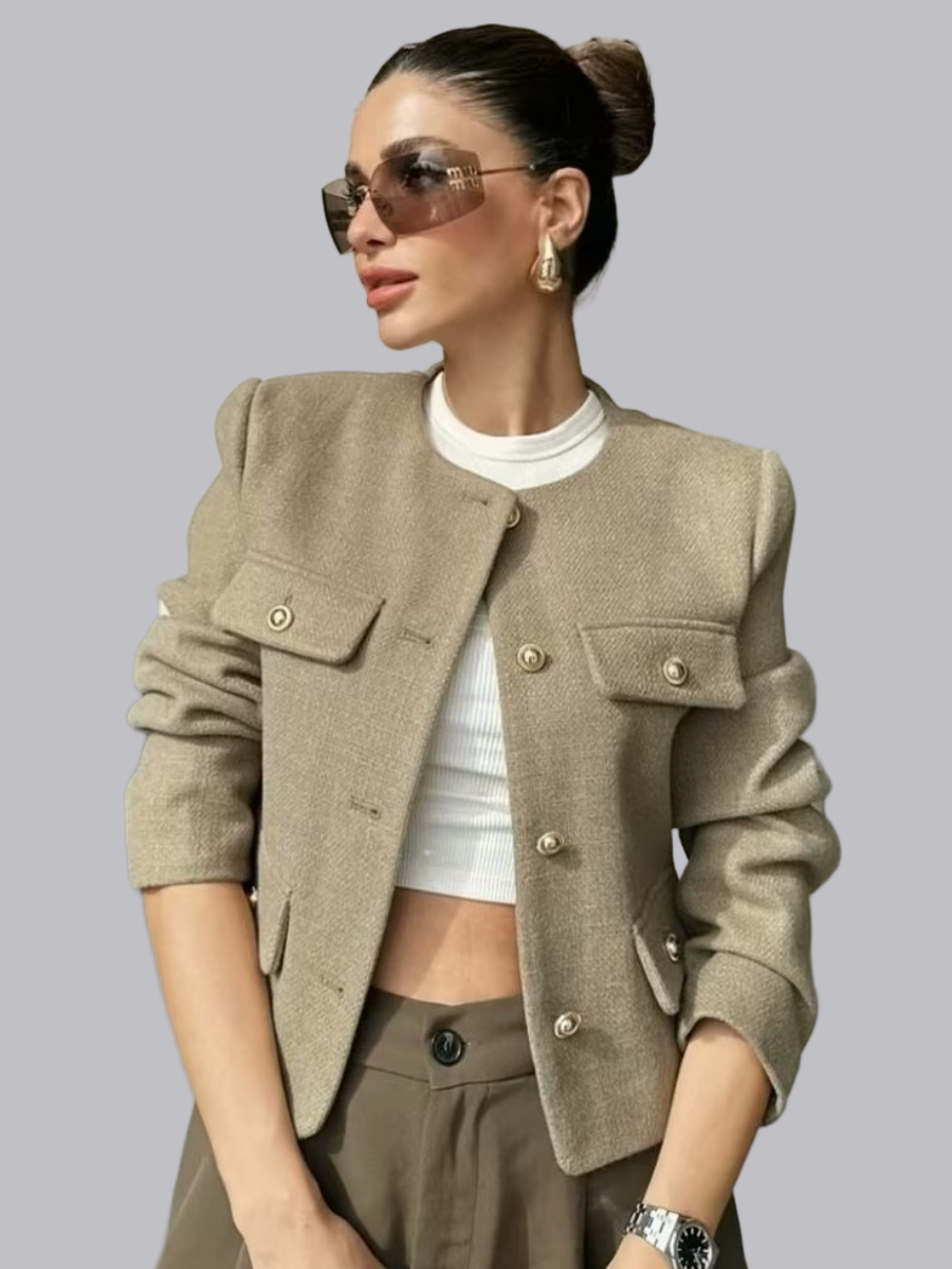 Chanel-inspired Stylish Short Dress With Button Embellishments Blazers