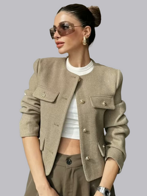 Chanel-inspired Stylish Short Dress With Button Embellishments Blazers