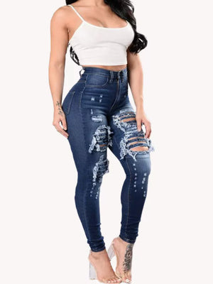 Hole Stretch Slimming Pencil Pants Jeans