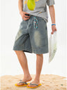 Loose-fit Water-washed Distressed Five Points Denim Shorts