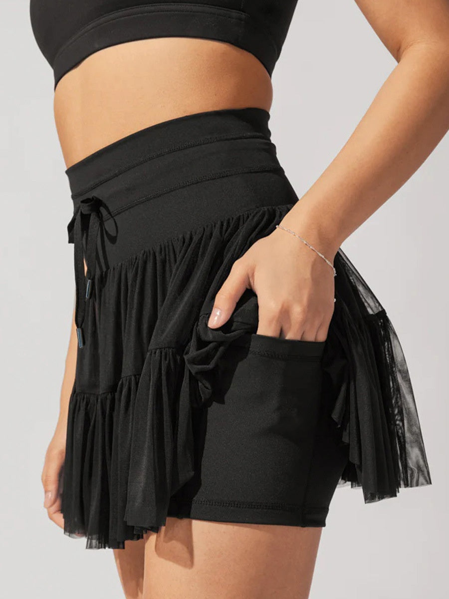 Culottes Sports Pocket Mesh High Waist Skirts