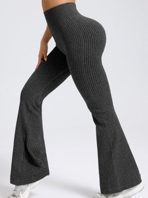 Paspelierte Schlaghose, hochgeschnittene Hüftlift-Fitness-Yogahose