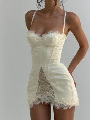 Bodycon Satin Fishtail Lace Camisole Short Dress