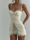 Bodycon Satin Fishtail Lace Camisole Short Dress
