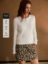 Wool Blend Cable Knit Crew Neck Single-breasted Cardigan