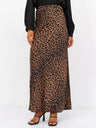 Satin Leopard Print High Waist Elasticity Silky Smooth Skirts