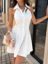 White, Casual, Solid-color, Simple Short Dress