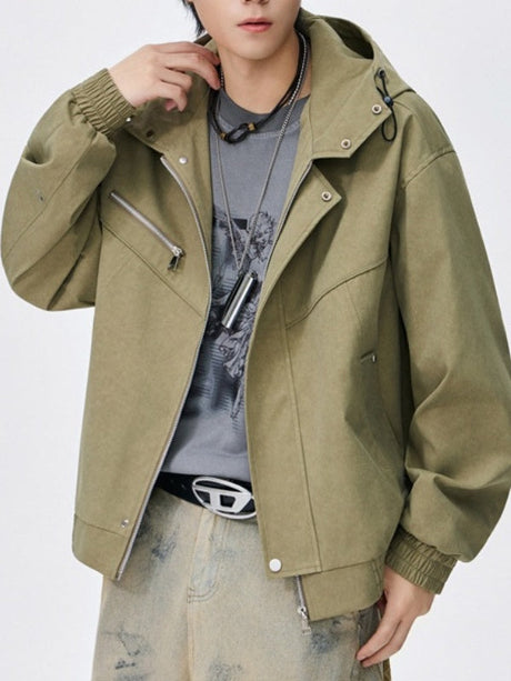 Tooling Hooded Suede Loose Function Jackets
