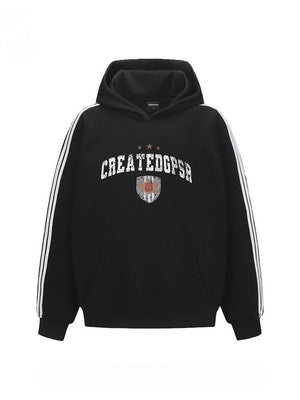 Jersey Style Distressed Letter Print Pole Bar Hoodies