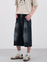 Double Buttons 7 Points Denim Shorts