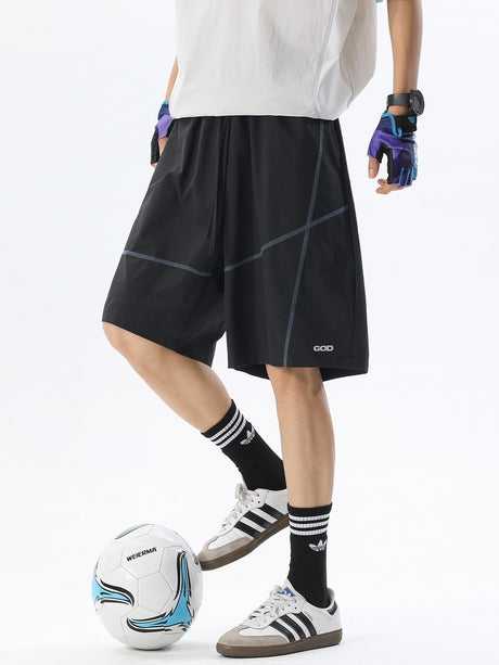 Water-repellent Reflective Color-blocked Lightweight Breathable Five Points Shorts