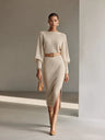 French-style Elegant Off-the-shoulder Long-sleeved Sweater