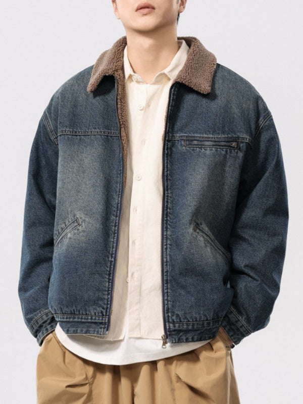 Retro Maillard Fleece Denim Jacket