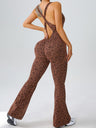 Leopard Print Backless Fitness Exercise Bodysuits