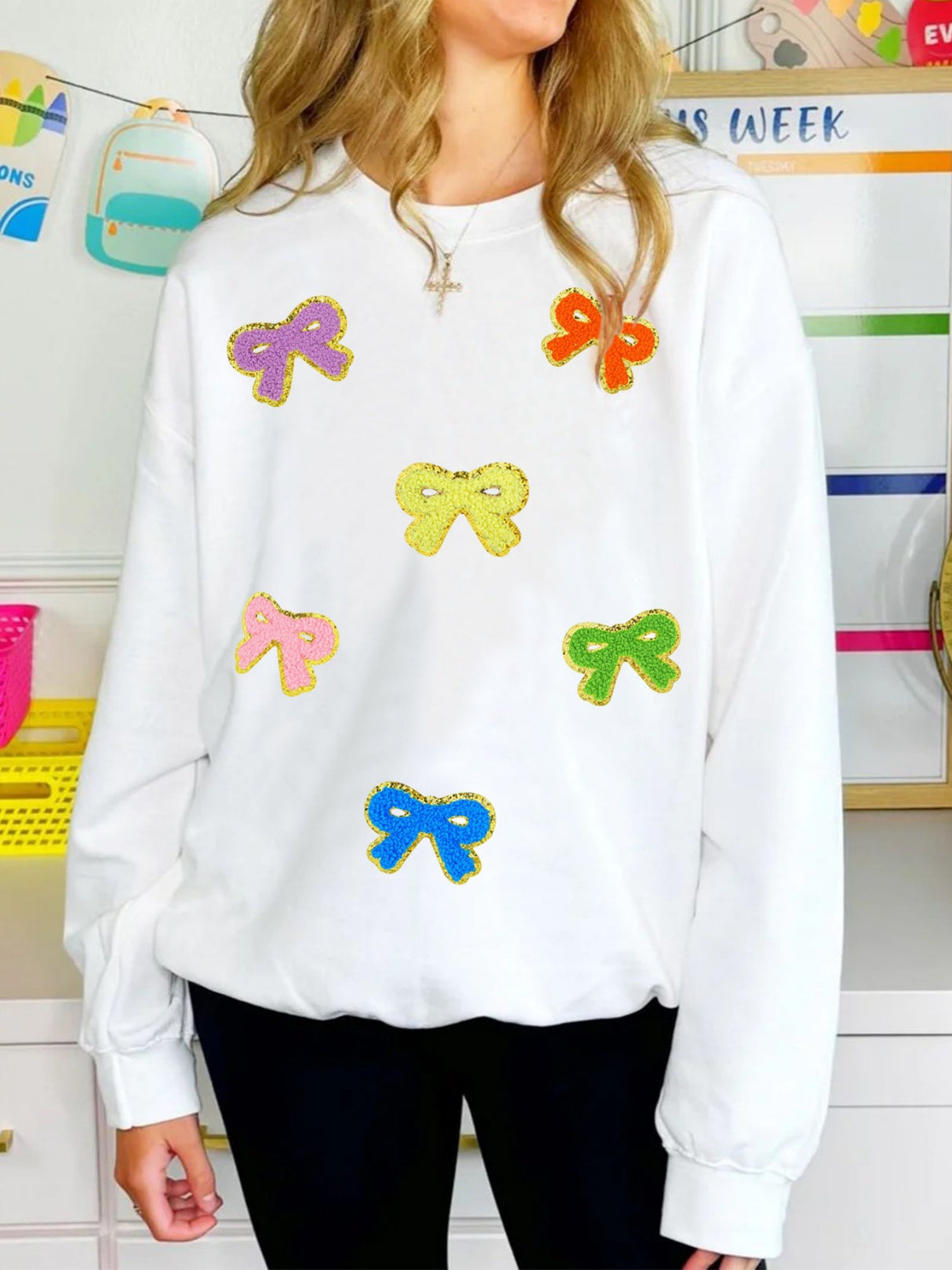 Christmas Bow-tie Towel Embroidery Sequins And Glitter Sweatshirts&Hoodies