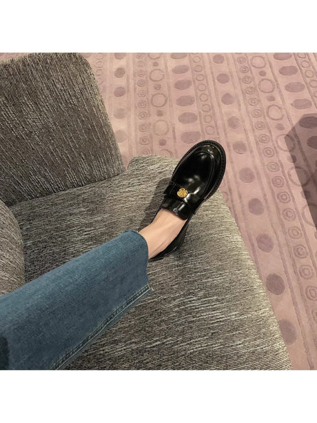 Liber Spring and Autumn Metal Buckle Women's Loafers