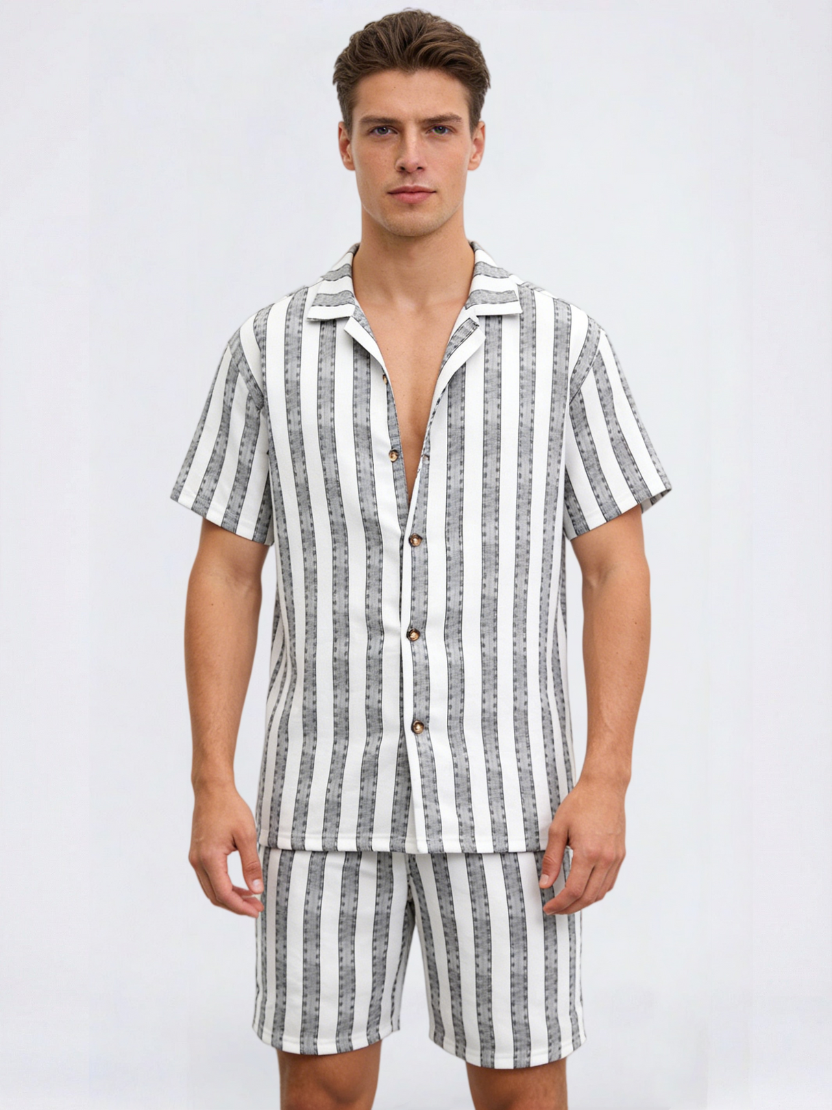 Vertical Stripes Leisure Vacation Loose-fit 2-piece Sets Set